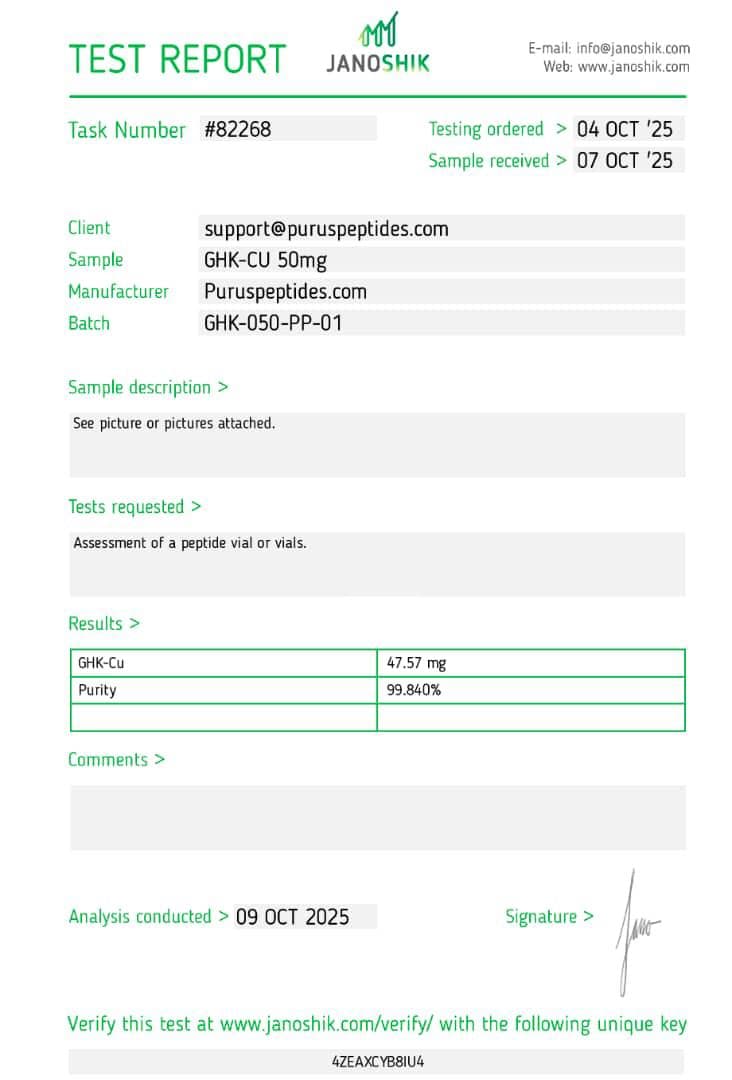 GHK-Cu Janoshik certificate
